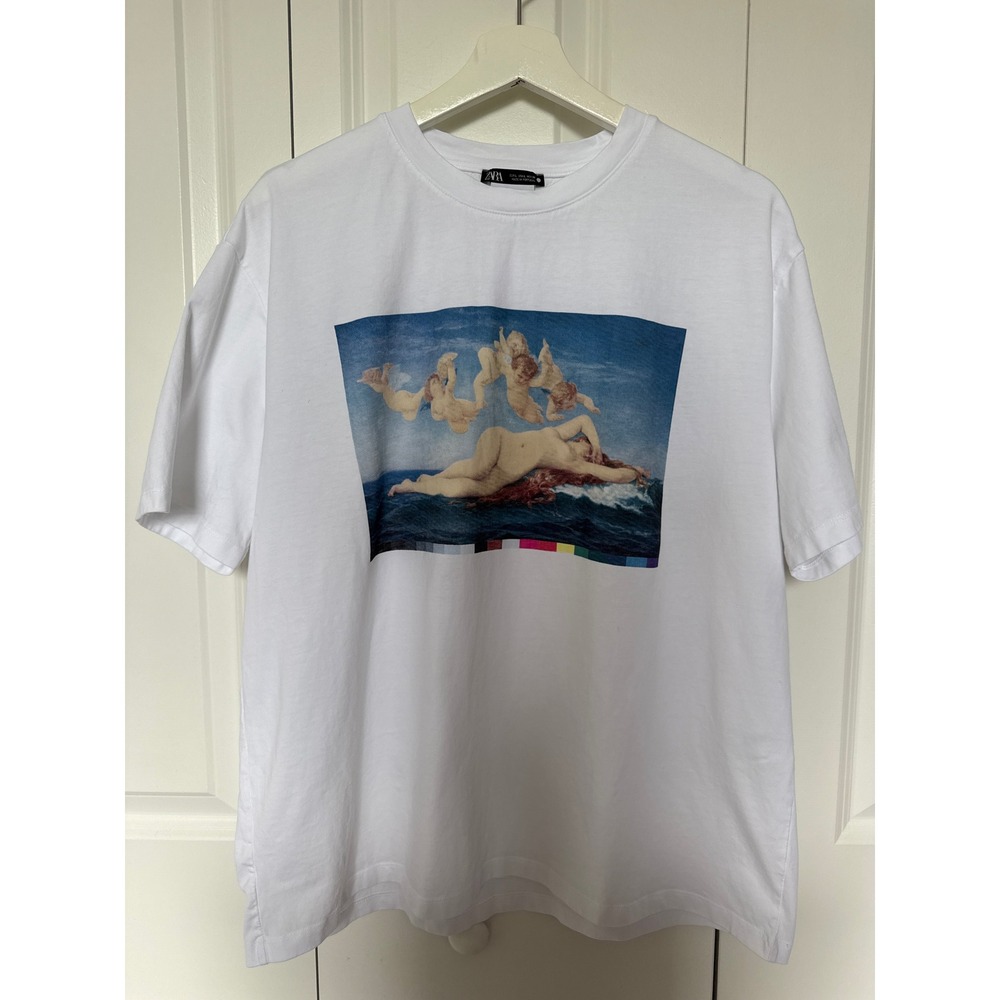 Zara Mens Birth of Venus Alexandre Cabanel Graphic T-Shirt White Large